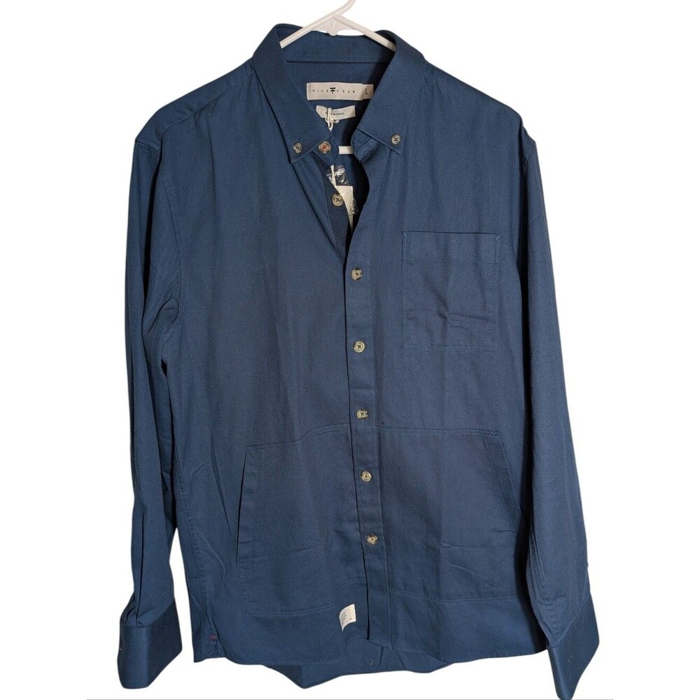 Five Four Men's Button Down Shirt Navy Size Large